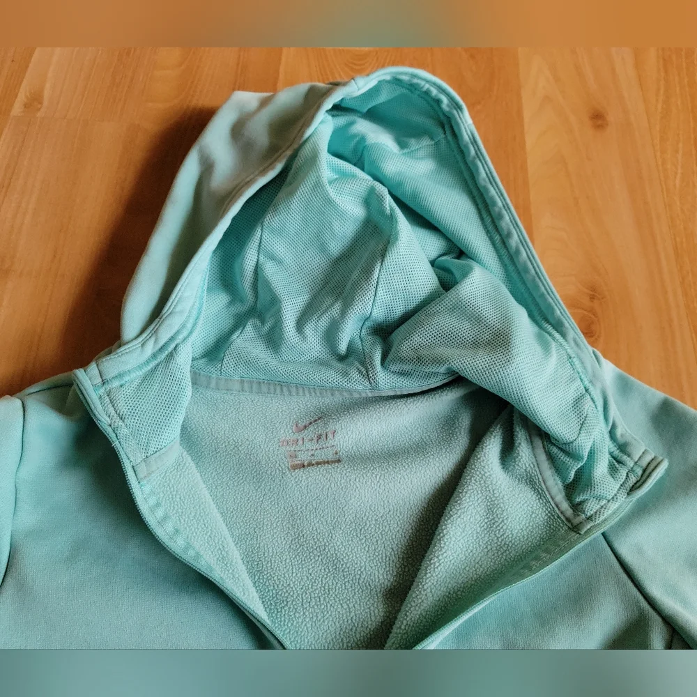 Nike full zip‎ Dri Fit mint Hoodie with Pockets size youth Large